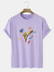 Mens Cotton Cartoon Planet Print Loose Short Sleeve T-Shirts - Purple