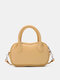 Women Faux Leather Vintage Patchwork Solid Color Crossbody Bag Brief Handbag - Apricot