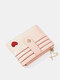 Women Pu Korean Card Bag Heart-shaped Multi Card Position Embroidered Thread Small Wallet Fashion Multifunctional Women's Wallet - Pink