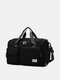 Women Oxfords Cloth Casual Large Capacity Travel Bag Wet and Dry Separation Design Waterproof Luggage - Black