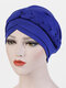 JASSY Milk Silk Solid اللون Bandana Hat قبعة صغيرة - أزرق