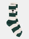 Unisex Cotton Stripes And Poker Love Letter Spades A Jacquard All-match Breathable Socks - Dark Green