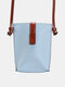 Women's PU Mobile Phone Small Bag Fashion Mini Single Shoulder Diagonal Bag Vertical Mobile Phone Bag - Blue