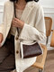 Women PU Leather Plush Patchwork Shoulder Bag Handbag - Coffee