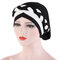 Chiffon Cow Louver Beanie Fold Hat Soft Adjustable Headdress Headscarf - Black