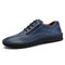 Menico Men Large Size Men Hand Stitching Side Zipper Casual Leather Shoes - Blue
