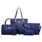 Women PU Leather Embossing  6PCS Handbag Shoulder Bag - Large rhombic blue