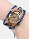 Vintage Braided Quartz Small Dial Thin Belt Goldfish Pendant Belt Bracelet Watch - Blue