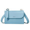 Women Faux Leather Plain Multi-function Shoulder Bag Crossbody Bag - Light Blue