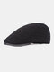 Men Mesh Solid Color Summer Outdoor Breathable Flat Hat Forward Hat Beret - Black