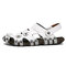 Men Metal Rivet Hole Breathable Soft Outdoor Leather Closed Toe Sandals - White