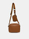 Men Faux Leather Brief Solid Color Waterproof With Small Bag Crossbody Bag - Brown
