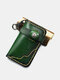 Menico الرجال جلد طبيعي خمر حقيبة مفاتيح محمولة متعددة الوظائف الداخلية مفتاح سلسلة حامل المحفظة - أخضر