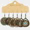 Vintage Hollow Sunflower Pendant Earrings Set Bohemian Geometric Round Water Drop Earrings - 4
