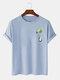 Men 100% Cotton Animal Funny Panda Printed Casual T-shirts - Blue