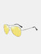 Men Metal Full Frame Narrow Sides Double Bridge UV Protection Sunglasses - #12Silver Frame&Night Vision