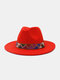 JASSY Men's Felt Fashion Outdoor Casual Sunshade Flat Brim Hat Fedora Hat Bucket Hat - #08
