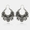 Vintage Metal Hollow Fan-shaped Earrings Ethnic Geometric Flower Carved Drop Pendant Big Earring - 2