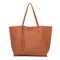 Women PU Leather Solid Casual Tassel Handbag Simple Shopping Shoulder Bag - Orange M