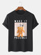 Mens 100% Cotton Bear & Letter Pattern Short Sleeve T-Shirt - Black
