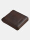 Men Genuine Leather Cow Leather Multi-function Card Slots Short Wallet - Coffee