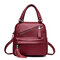 Multifunctional Stylish Daily PU Leather Handbag Backpack Shoulder Bags Crosbsody Bags For Women - Wine Red