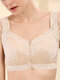 Wireless Zip Front Full Coverage Gather Push Up Wide Shoulder Straps Bra - Nude