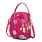 Women Nylon Waterproof Print Crossbody Bag Multi-pocket Phone Purse - Pink