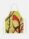 Tree And Birds Painting Pattern Cleaning Colorful Aprons Home Cooking Kitchen Apron Cook Wear Cotton Linen Adult Bibs - #02