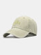 Unisex Washed Distressed Cotton 3D Letter Embroidery All-match Sunscreen Baseball Cap - Beige