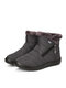 Women Solid Color Quilting Zipper Casual Warm Lining Waterproof Snow Short Cotton Boots - Grey