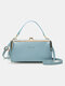 Women PU Leather Multifunction Money Clip Card Case Phone Bag Crossbody Bag Satchel Bag - Blue
