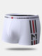 Men Striped Cotton Boxer Briefs Comfortable U Pouch Mid Waist Underwear - White