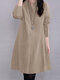 Solid Long Sleeve Stand Collar Button Front Blouse - Apricot