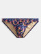 Men Sexy Floral Print Briefs Breathable Colorful Knitting Casual Low Rise Underwear - Royal Blue