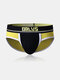 Men Sexy Mesh Briefs Thin Stretch Breathable Contrast Color Sport Underwear - Yellow
