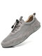 Men Mesh Splicing Pigskin Leather Breathable Casual Shoes - Gray