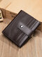 Men RFID Genuine Leather Cow Leather Multi-card Slots Money Clips Foldable Card Holder Wallet - Coffee