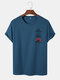 Mens Japanese Style Wave Print Crew Neck Short Sleeve T-Shirts - Blue
