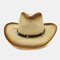 Men & Women Big Eaves Sun Hat Spray Paint Cowboy Straw Hat - Beige