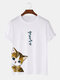 T-shirt a maniche corte in cotone da uomo con stampa di gatti cartoni animati giapponesi Collo - bianca