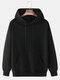 Mens Solid Color Basic Cotton Relaxed Fit Drawstring Hoodies With Kangaroo Pocket - Black
