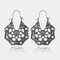 Vintage Metal Hollow Fan-shaped Earrings Ethnic Geometric Flower Carved Drop Pendant Big Earring - 25