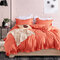 3Pcs Concise Nordic Style Bedding Set Twin Queen King Size Quilt Cover Pillowcase - Orange