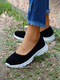 Women Shallow Mouth Comfy Slip On Loafers Casual Flat Shoes - Black