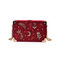 Women Velvet Embroidered Stars Crossbody Bag Leisure Shoulder Bag - Red