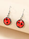 Vintage Sweet Alloy Seven Star Ladybug Earrings - Red