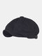 Men Cotton Solid Color Simple Casual Octagonal Hat Berets - Black