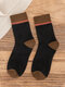 5 Pairs Men Cotton Blended Thickened Color-match Fashion Breathable Warmth Socks - Black