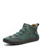 Men Lace-up Vintage Microfiber Leather Casual Business Ankle Boots - Green